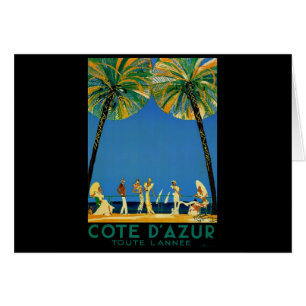 Vintage Cote D'Azur Fransk Travel Hälsningskort