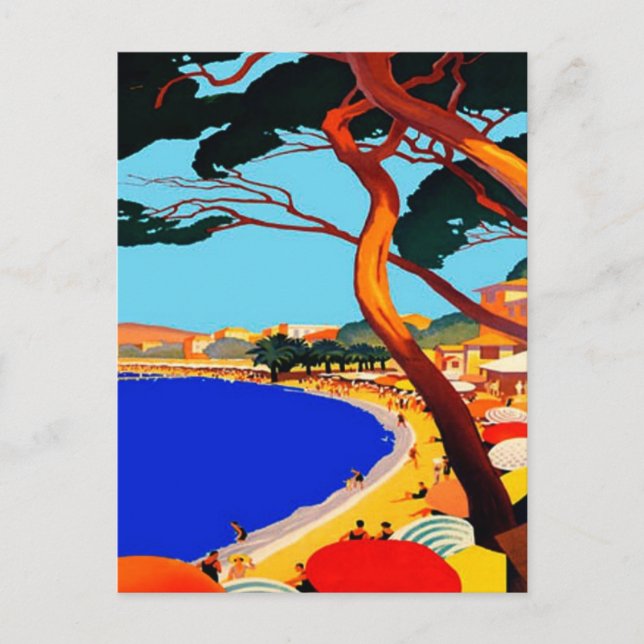 Vintage Cote D'Azur Fransk Travel Helg Vykort (Framsida)