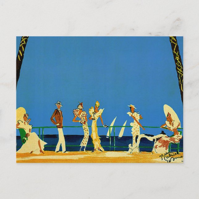 Vintage Cote D'Azur Fransk Travel Helg Vykort (Framsida)