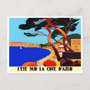 Vintage Cote D'Azur Fransk Travel Helg Vykort