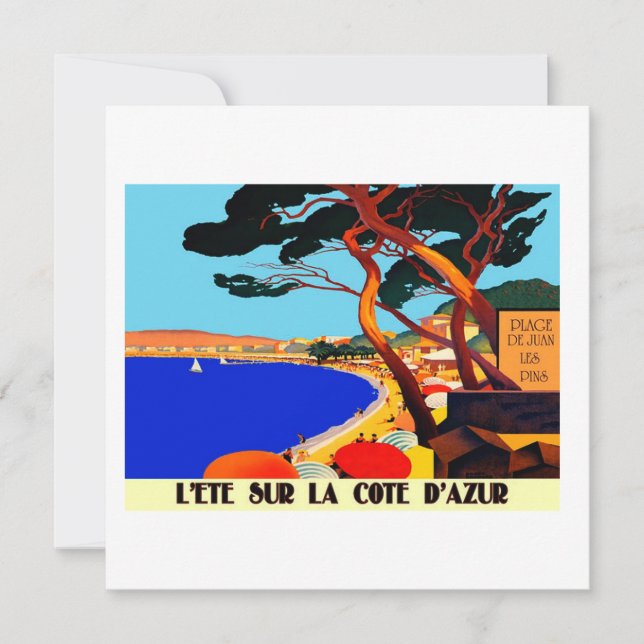 Vintage Cote D'Azur Fransk Travel Julkort (Framsida)