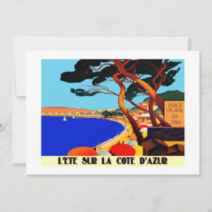 Vintage Cote D'Azur Fransk Travel Julkort