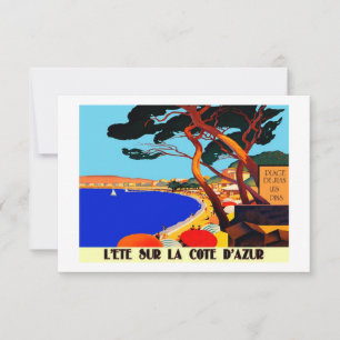 Vintage Cote D'Azur Fransk Travel Kort