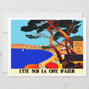 Vintage Cote D'Azur Fransk Travel Kort