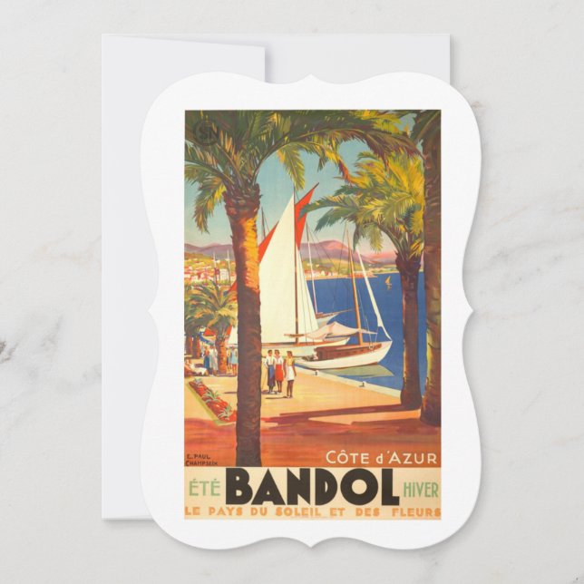 Vintage Cote D'Azur Fransk Travel Kort (Framsida)