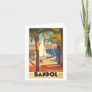 Vintage Cote D'Azur Fransk Travel Kort