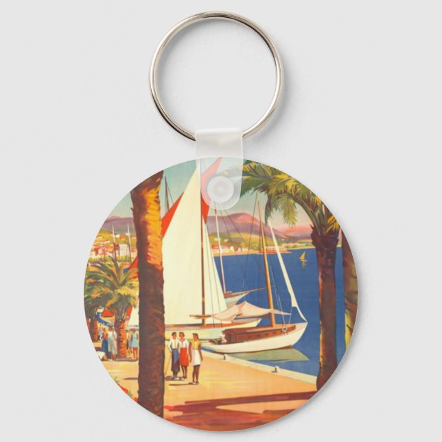 Vintage Cote D'Azur Fransk Travel Nyckelring (Framsida)