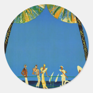 Vintage Cote D'Azur Fransk Travel Round Stickers Runt Klistermärke