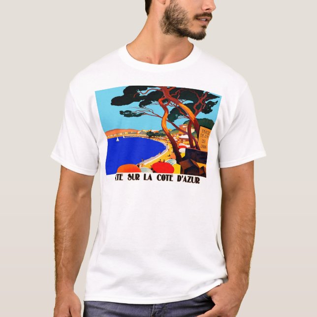 Vintage Cote D'Azur Fransk Travel Tee (Framsida)