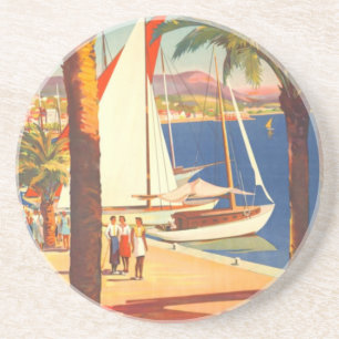 Vintage Cote D'Azur Fransk Travel Underlägg