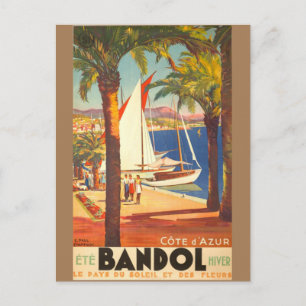Vintage Cote D'Azur Fransk Travel Vykort