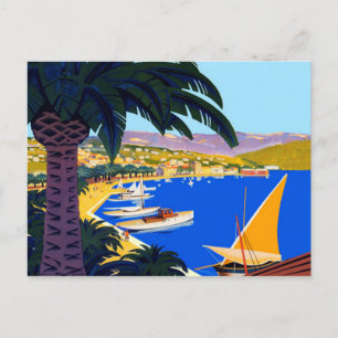 Vintage Cote d'Azur Illustration Travel Postcard Vykort