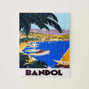 Vintage Cote D'Azur Travel Illustration Pussel