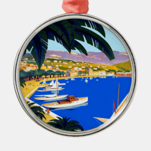 Vintage Cote D'Azur Travel Julgransprydnad Metall