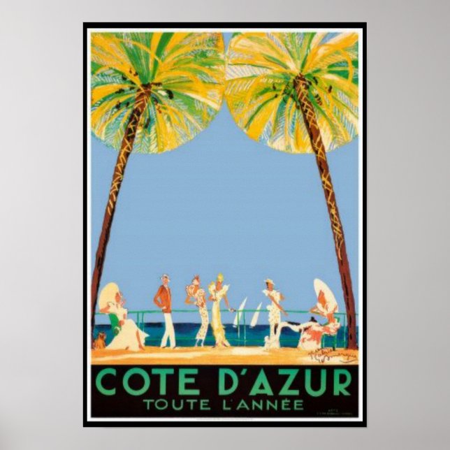 Vintage Cote D'Azur Travel Poster (Framsidan)
