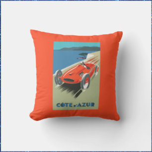 Vintage Cote d'Azur Travel Poster Kudde