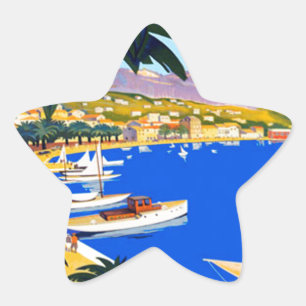 Vintage Cote D'Azur Travel Stjärnformat Klistermärke