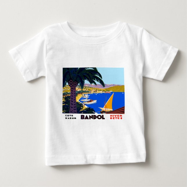 Vintage Cote D'Azur Travel Tee Shirt (Framsida)