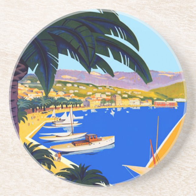 Vintage Cote D'Azur Travel Underlägg (Framsidan)