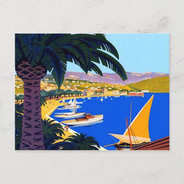 Vintage Cote D'Azur Travel Vykort (Framsida)