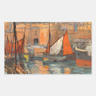 Vintage Cote d'Emeraude Saint Malo Port Tourism Rektangulärt Klistermärke