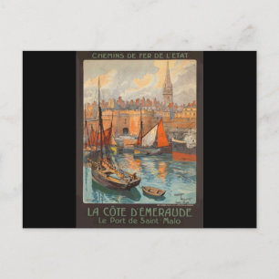 Vintage Cote d'Emeraude Saint Malo Turism Vykort