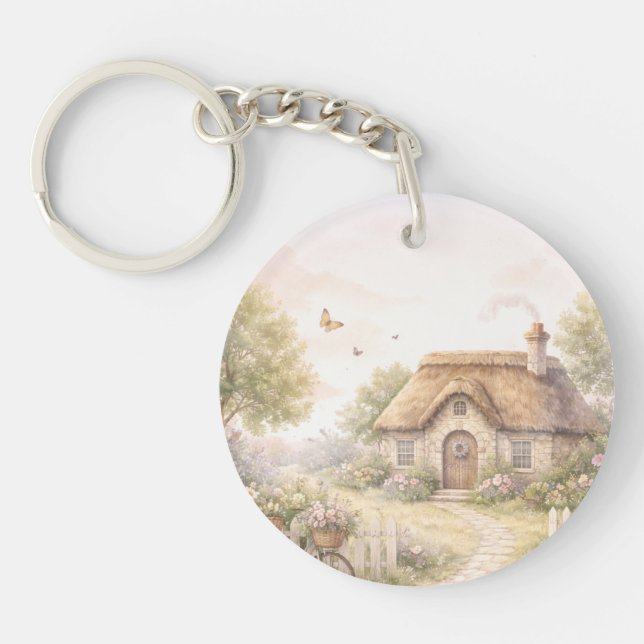 Vintage Cottage Acrylic Keychain (Framsidan)