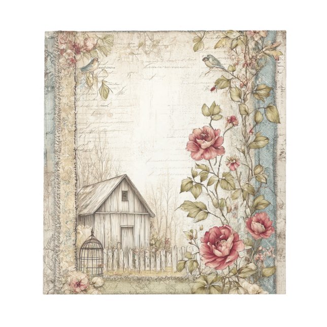 Vintage Cottage Farmhouse Stationery Anteckningsblock (Framsida)