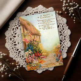 Vintage Cottage Garden 1917 Födelsedag Vykort