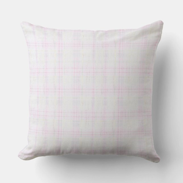 Vintage Cottage White Blush Plaid Kudde (Framsida)