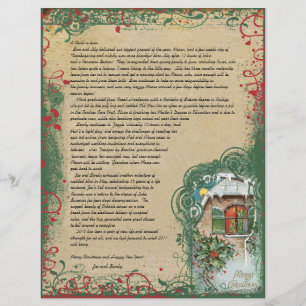 Vintage Cottage Winter Scene jul Brev