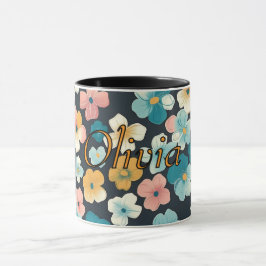 Vintage Cottagecore-Blommigtar i Blue & Gult Mugg