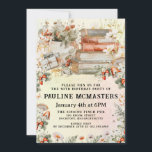 Vintage Cottagecore Bok Älskare 40:e födelsedagen Inbjudningar<br><div class="desc">Mysigt vattenfärgste och inslag för bokkottagecore-design skapar en vintage-vibe för en 40-dagars inbjudan. Bokar tekanna och skorsten omges av jordgubbsplantor, svampar och vilda blommor av vintage. Det finns en underliggande vattenfärgsbakgrund i lagrar som har mjuk, knappt där vintagens Fransk frimärke och text. Det här lagrar används också som inbjudan. Unik...</div>