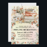 Vintage Cottagecore Bok Älskare 50:e födelsedagen Inbjudningar<br><div class="desc">Mysigt vattenfärgste och inslag för bokkottagecore-design skapar en vintage-vibe för en 50-dagars inbjudan. Bokar tekanna och skorsten omges av jordgubbsplantor, svampar och vilda blommor av vintage. Det finns en underliggande vattenfärgsbakgrund i lagrar som har mjuk, knappt där vintagens Fransk frimärke och text. Det här lagrar används också som inbjudan. Unik...</div>