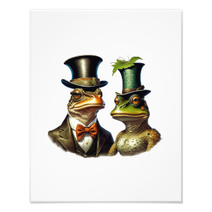 Vintage Cottagecore Cute Victorian Frog Couple Art Fototryck