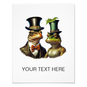 Vintage Cottagecore Cute Victorian Frog Couple Art Fototryck