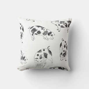 Vintage Cottagecore Gris Linje Konst Minimalistisk Kudde