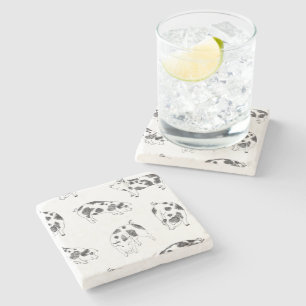 Vintage Cottagecore Gris Linje Konst Minimalistisk Stenunderlägg