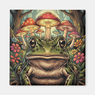 Vintage Cottagecore Groda, Snigel och Svampar Magnet