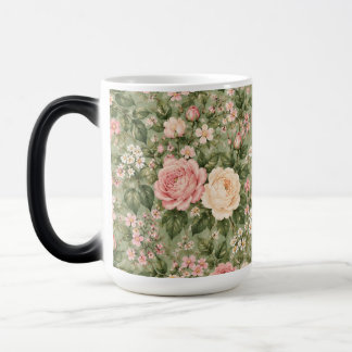 Vintage Cottagecore Rosa Rosa Blommig Magi Morphin Magisk Mugg