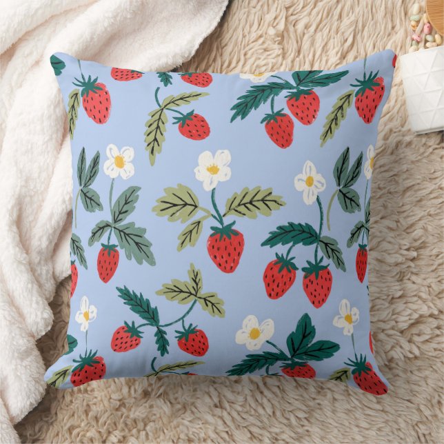 Vintage Cottagecore Strawberry Pattern Kudde (Filt)