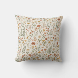 Vintage Cottagecore Vildblomma Blommig Jordton Kudde