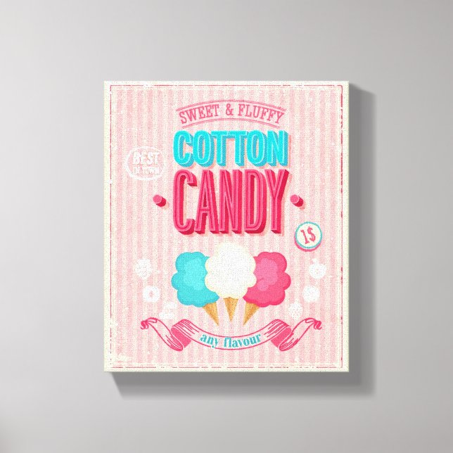Vintage Cotton Candy Poster Canvastryck (Framsida)