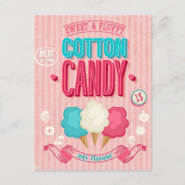 Vintage Cotton Candy Poster Vykort (Framsida)