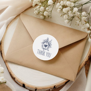 Vintage Country Charm Baby Shower Tacksamhetskort Runt Klistermärke