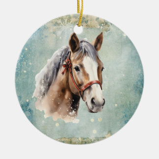 Vintage country julhäst julgransprydnad keramik