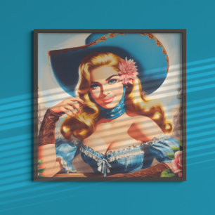 Vintage Country Kvinna Poster