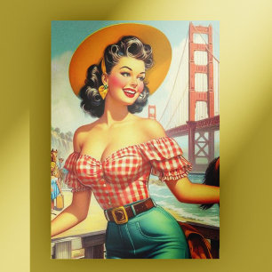 Vintage Country Pin Up Vykort