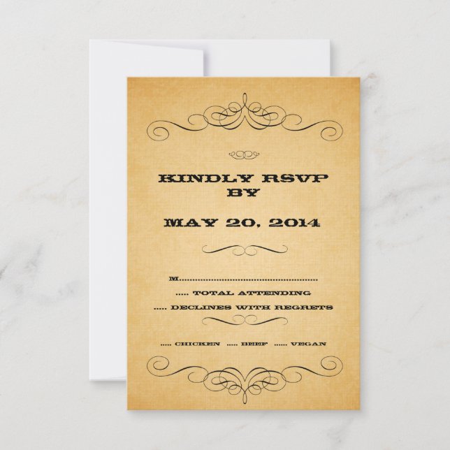Vintage Country Wedding RSVP Virvlar OSA Kort (Framsida)