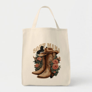 Vintage Country Western Mjuk Mama Cowgirlstövlar Tygkasse